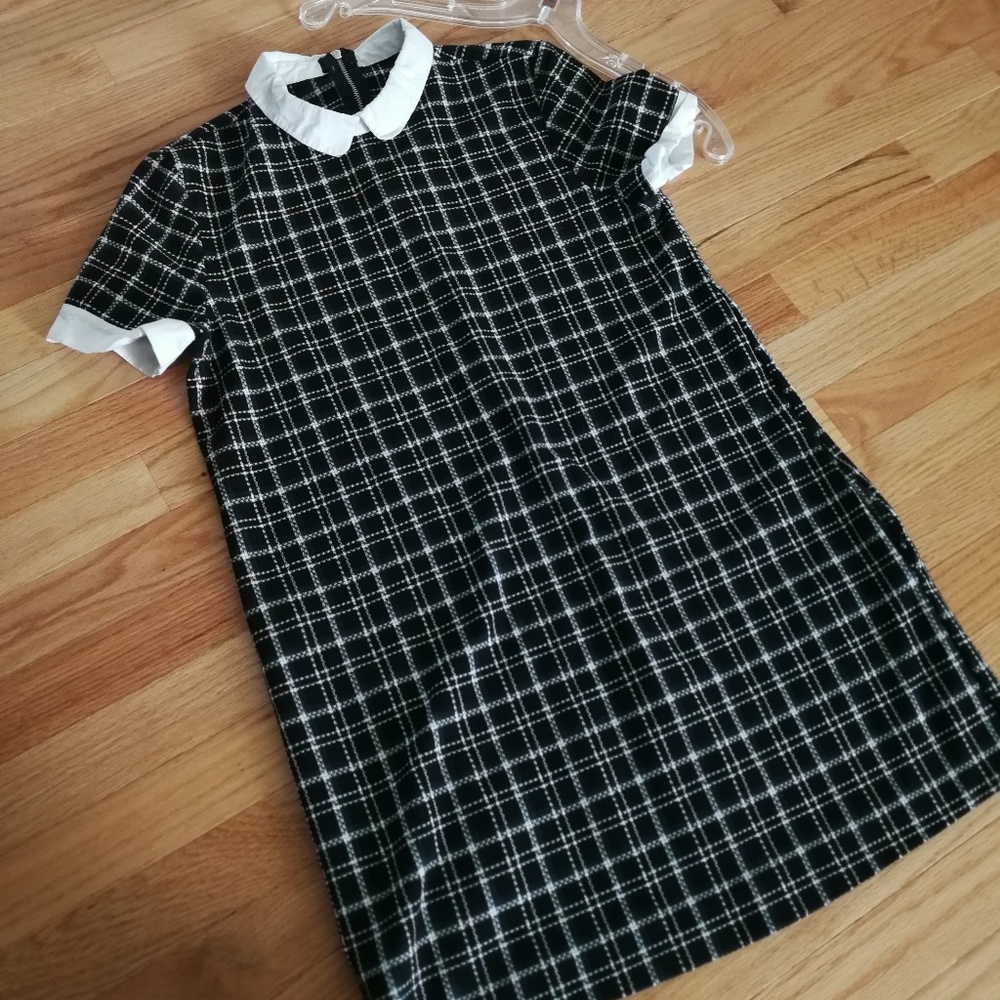 Black Plaid Straight A Line Dress with POCKETS